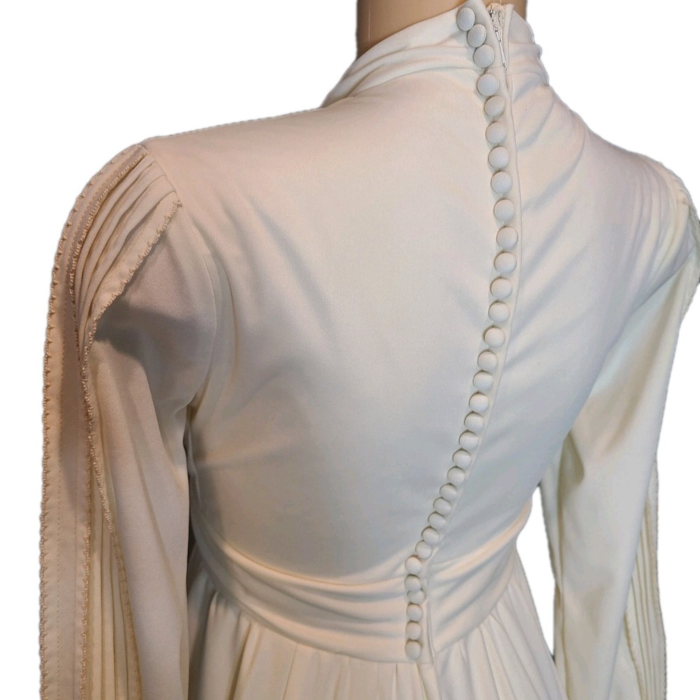Vintage‎ Alfred Angelo Ivory Maxi Dress 70s Wedding Gown Cottage XS Renaissance - Picture 11 of 12